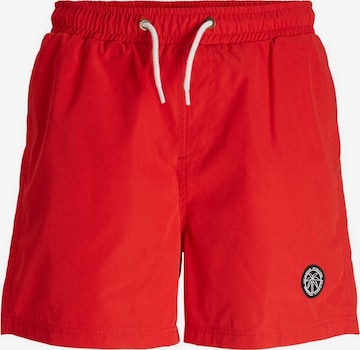 Jack & Jones Junior Board Shorts in Red: front