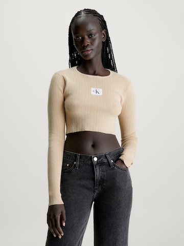 Calvin Klein Jeans Trui in Beige: voorkant