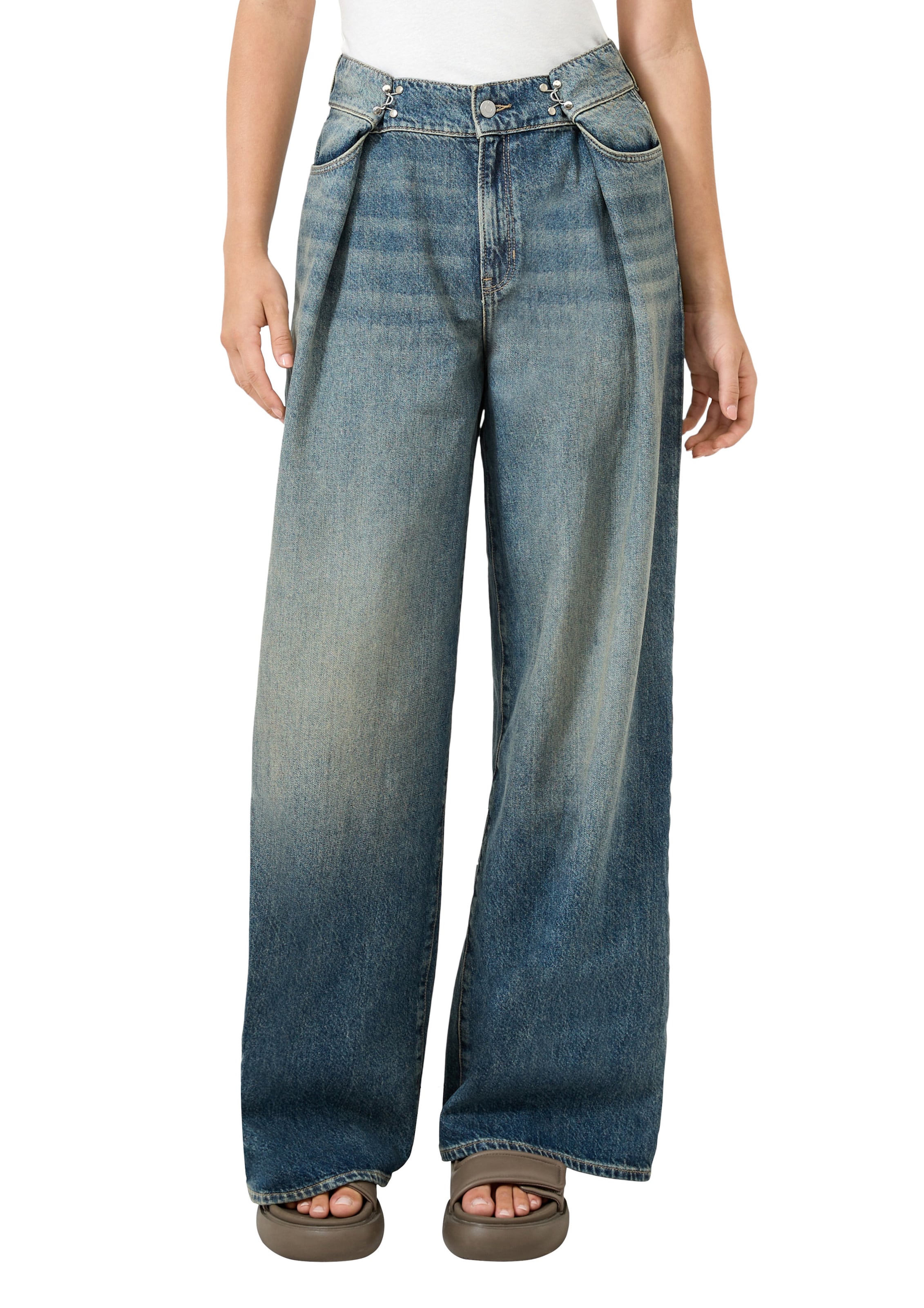 Wide Leg Jean QS en bleu : devant