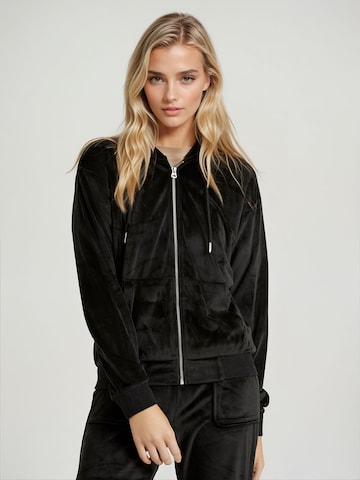 Funky Buddha - Sudadera con cremallera en negro: frente