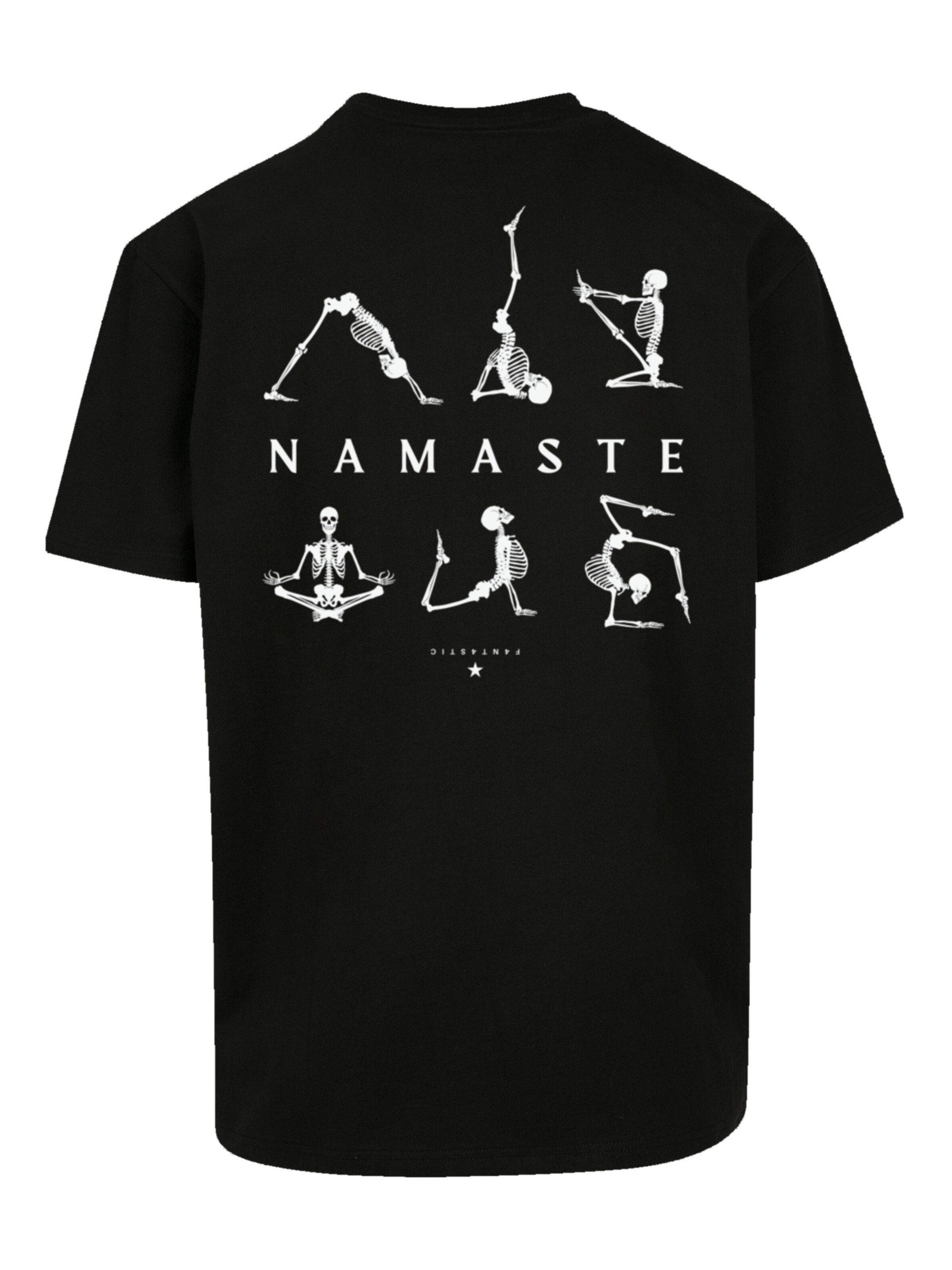 F4NT4STIC Shirt 'Namaste Yoga Skelett Halloween' in Black