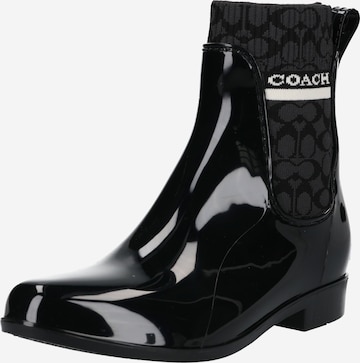 COACH Rubber Boots in Black: front