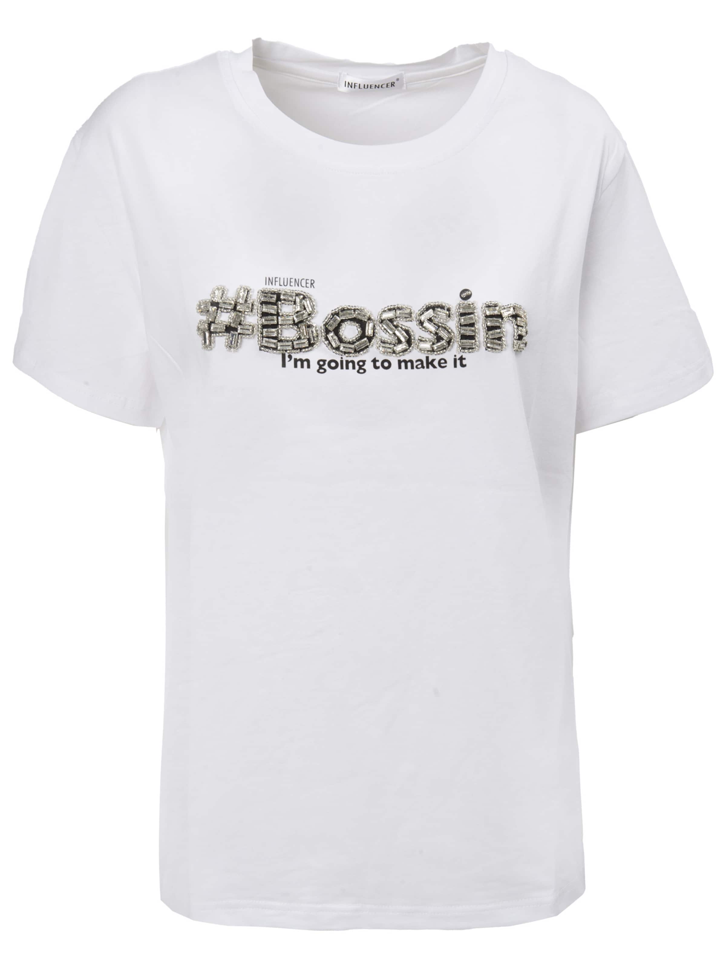 balta Influencer Marškinėliai &#x27;Bossing&#x27;: priekis