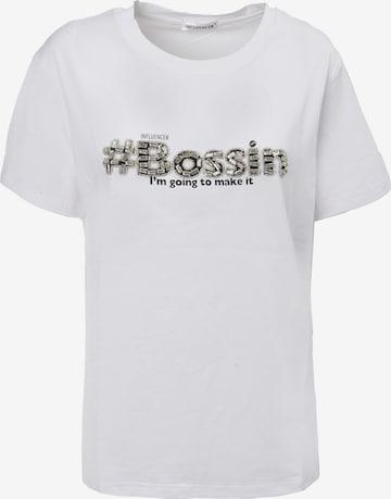 T-shirt 'Bossing' Influencer en blanc : devant