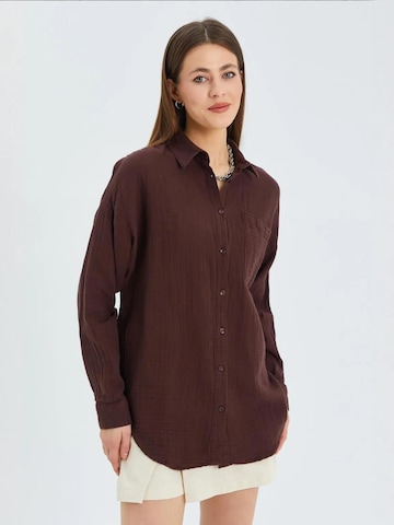 Camicia da donna di MixRay in marrone: frontale