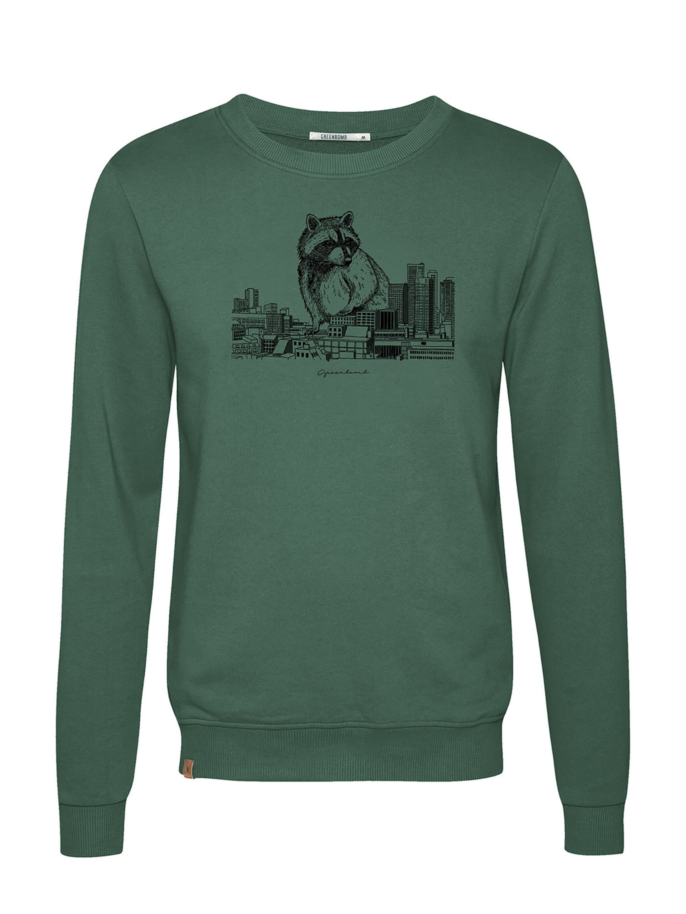 Felpa 'Animal Raccoon City' di GREENBOMB in verde: frontale