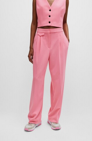 HUGO Wide leg Pleat-Front Pants 'Helepher' in Pink