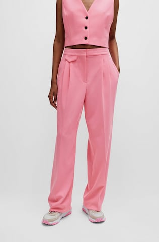 HUGO Red Wide leg Pleat-Front Pants 'Helepher' in Pink