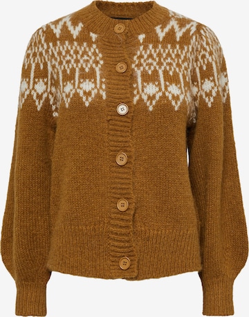 PIECES Knit Cardigan 'Nyla' in Brown: front