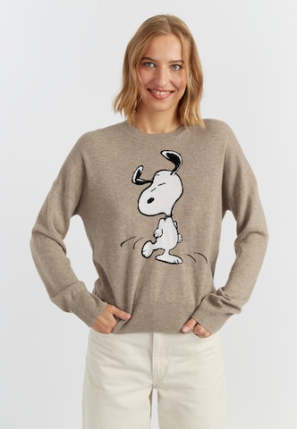 Chinti & Parker Pullover 'Dancing Snoopy' i brun: forside