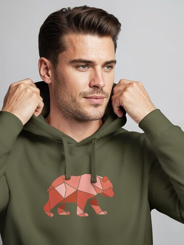 Neverless Sweatshirt 'Bär Polygon' in Green