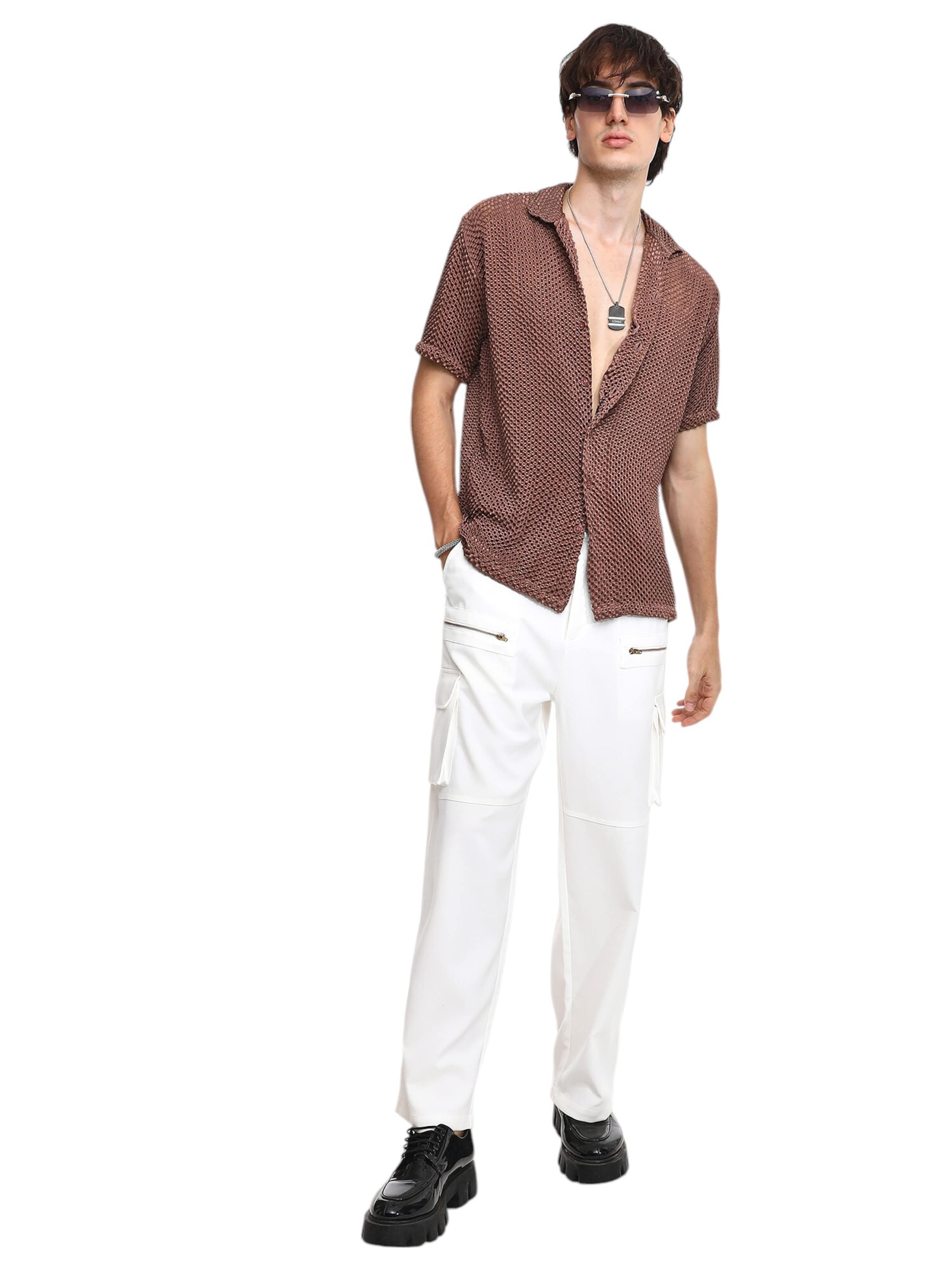 Campus Sutra Regular fit Button Up Shirt ' Yvonne ' in Brown