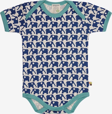 loud + proud Strampler/Body 'Elefanten' in Blau: Vorderseite
