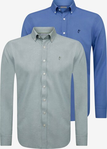 Jacey QuinnRegular Fit Poslovna košulja 'Oxford' - plava boja: prednji dio