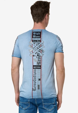 Rusty Neal T-Shirt im verwaschenen Look in Blau