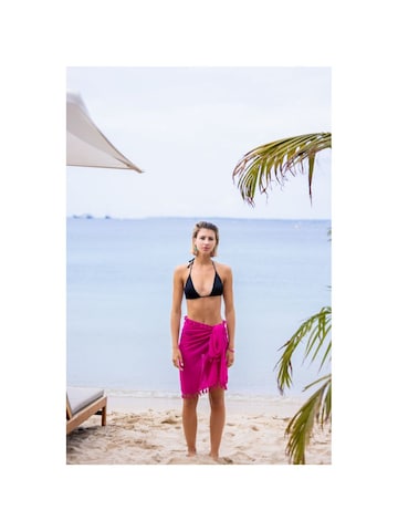 Gonna 'Paréo de plage FRINGES' di alberto cabale in rosa: frontale