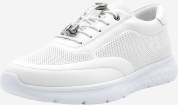 Love Ballerins Urheilulliset nauhakengät 'Love Ballerins leather sneaker' värissä valkoinen: etupuoli