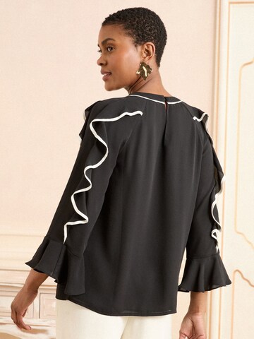 Chemisier love & roses en noir