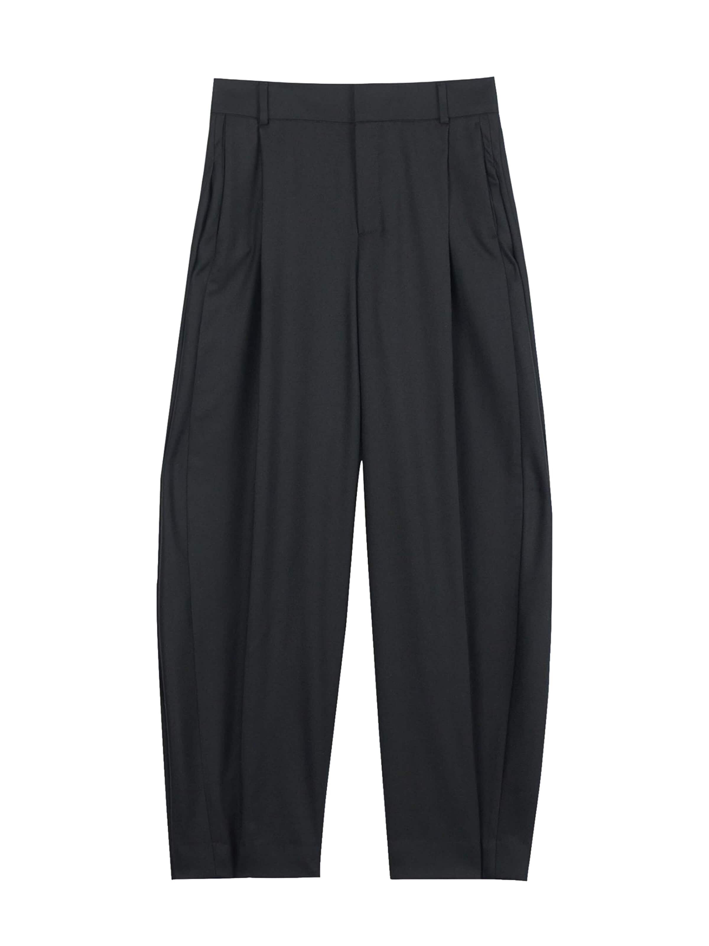 Wide leg Pantaloni con piega frontale 'Barrel-Leg Cashmere Pants' di GOBI Cashmere in nero: frontale