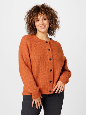 Selected Femme Curve Knit Cardigan in Orange: front