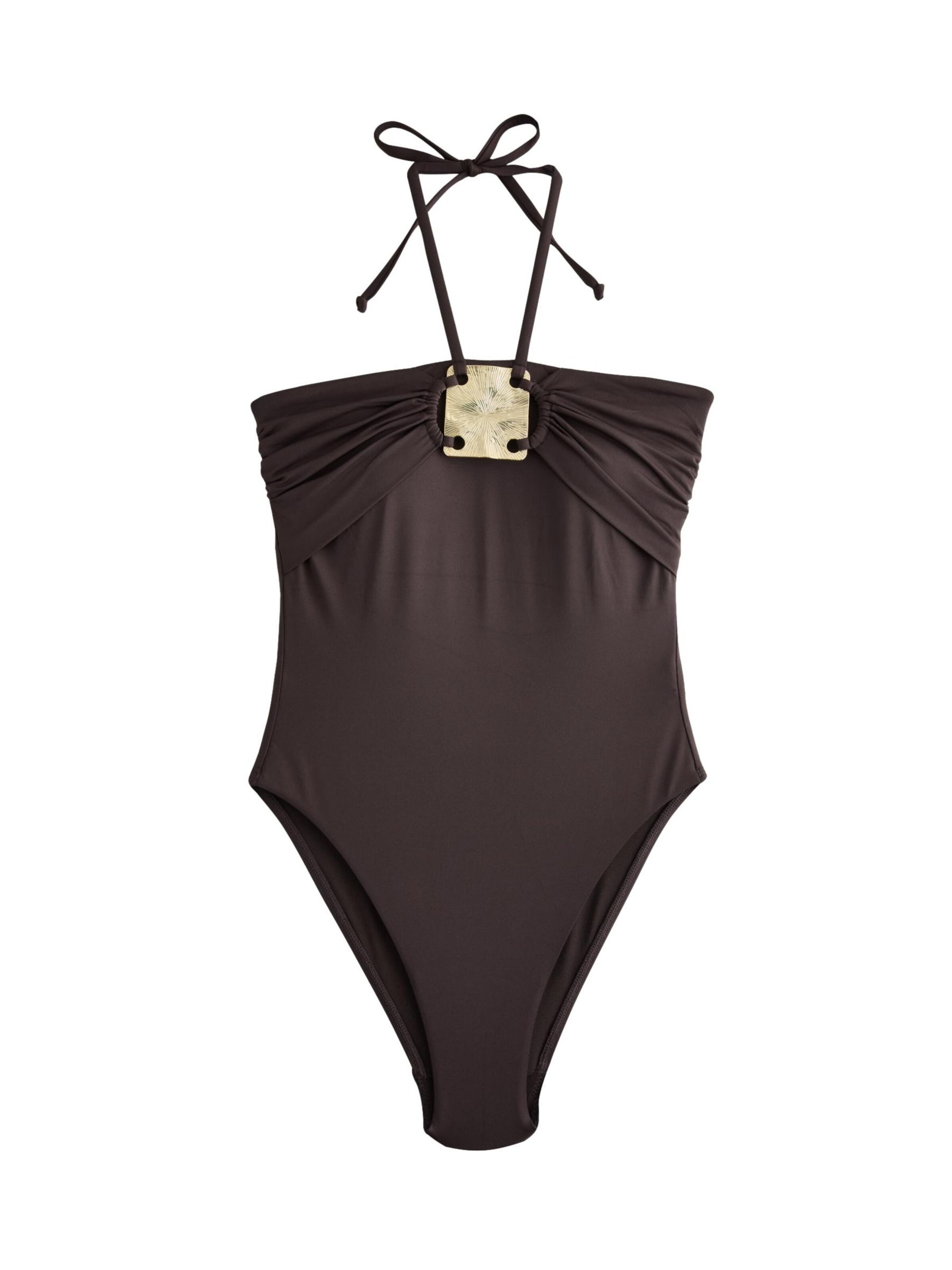 Next Bandeau Swimsuit in Brown: front