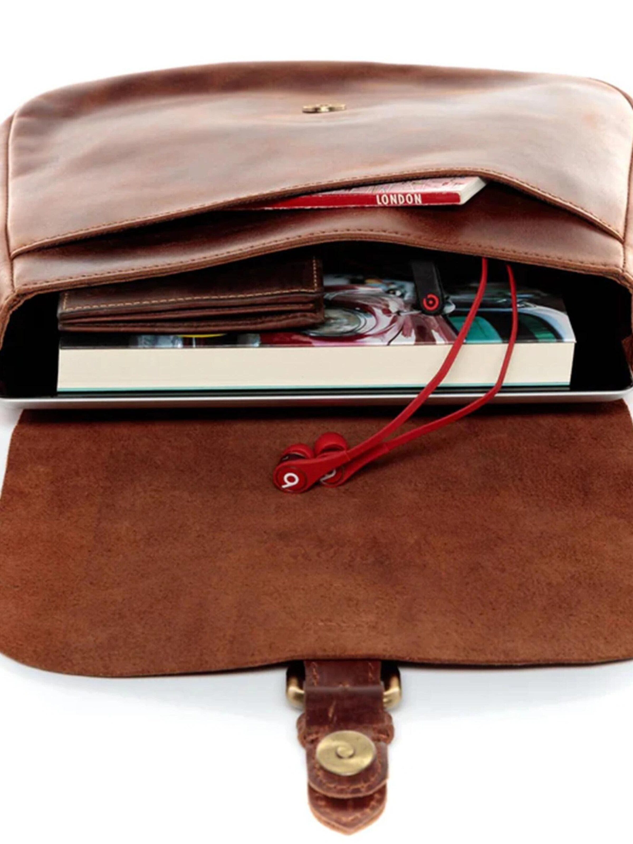 SID & VAIN Shoulder Bag 'Umhängetasche YALE echt Leder' in Brown