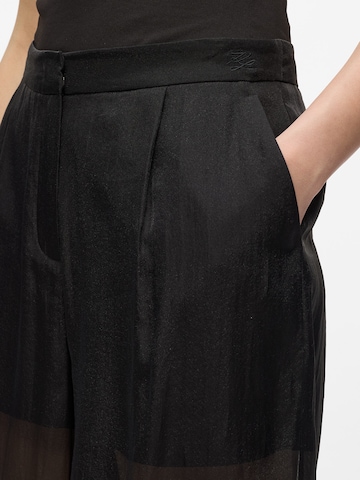 Karl Lagerfeld Wide leg Bandplooibroek in Zwart