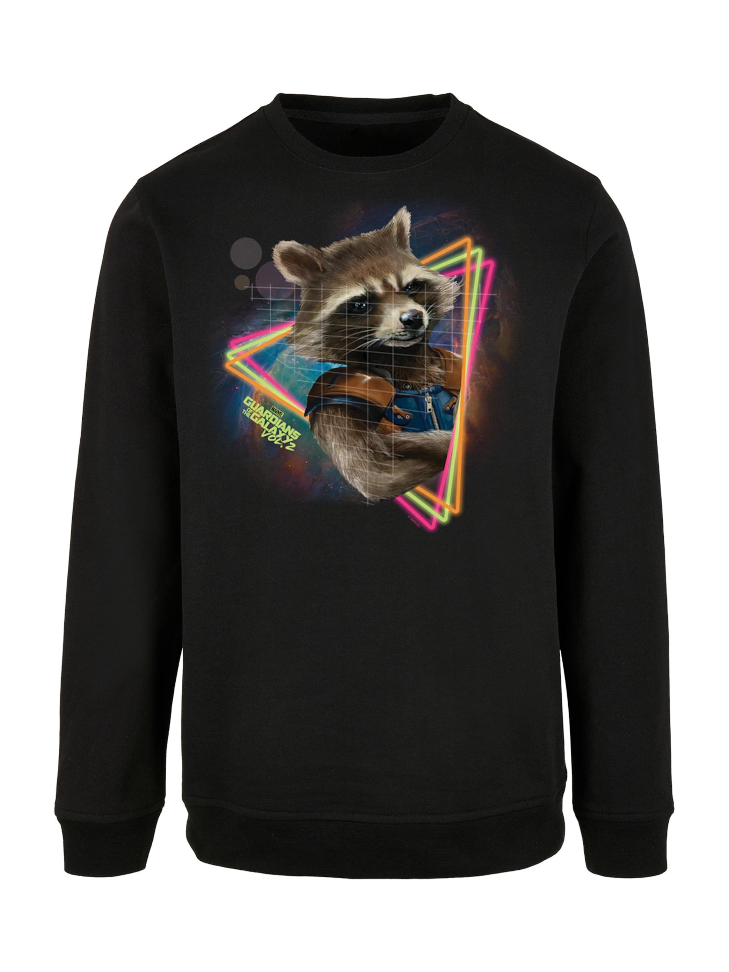 Felpa 'Marvel Guardians of the Galaxy Neon Rocket' di F4NT4STIC in nero: frontale