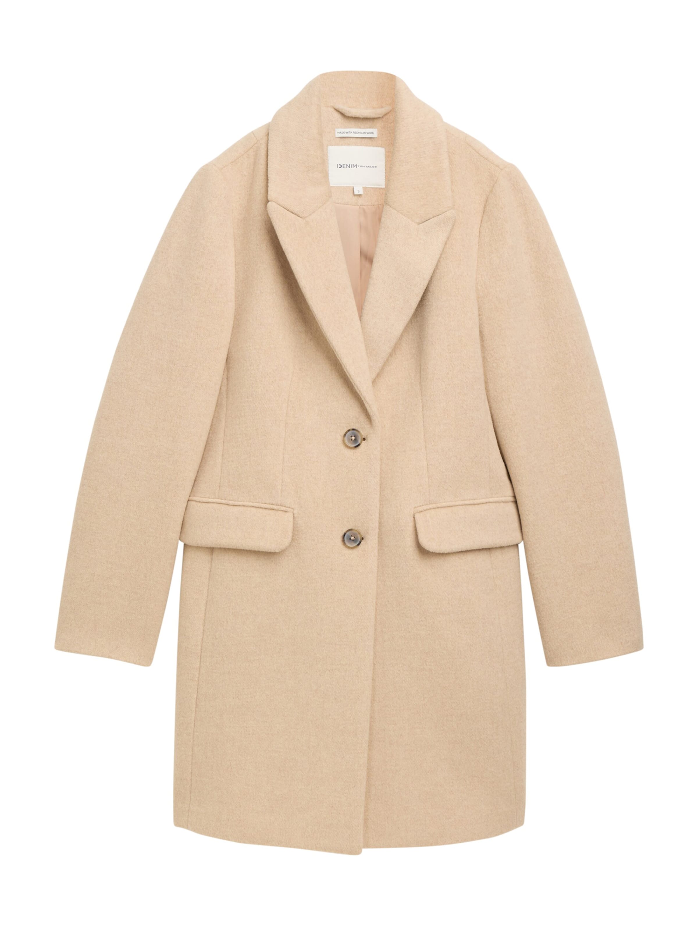 TOM TAILOR DENIM Ανοιξιάτικο και φθινοπωρινό παλτό σε μπεζ: μπροστά