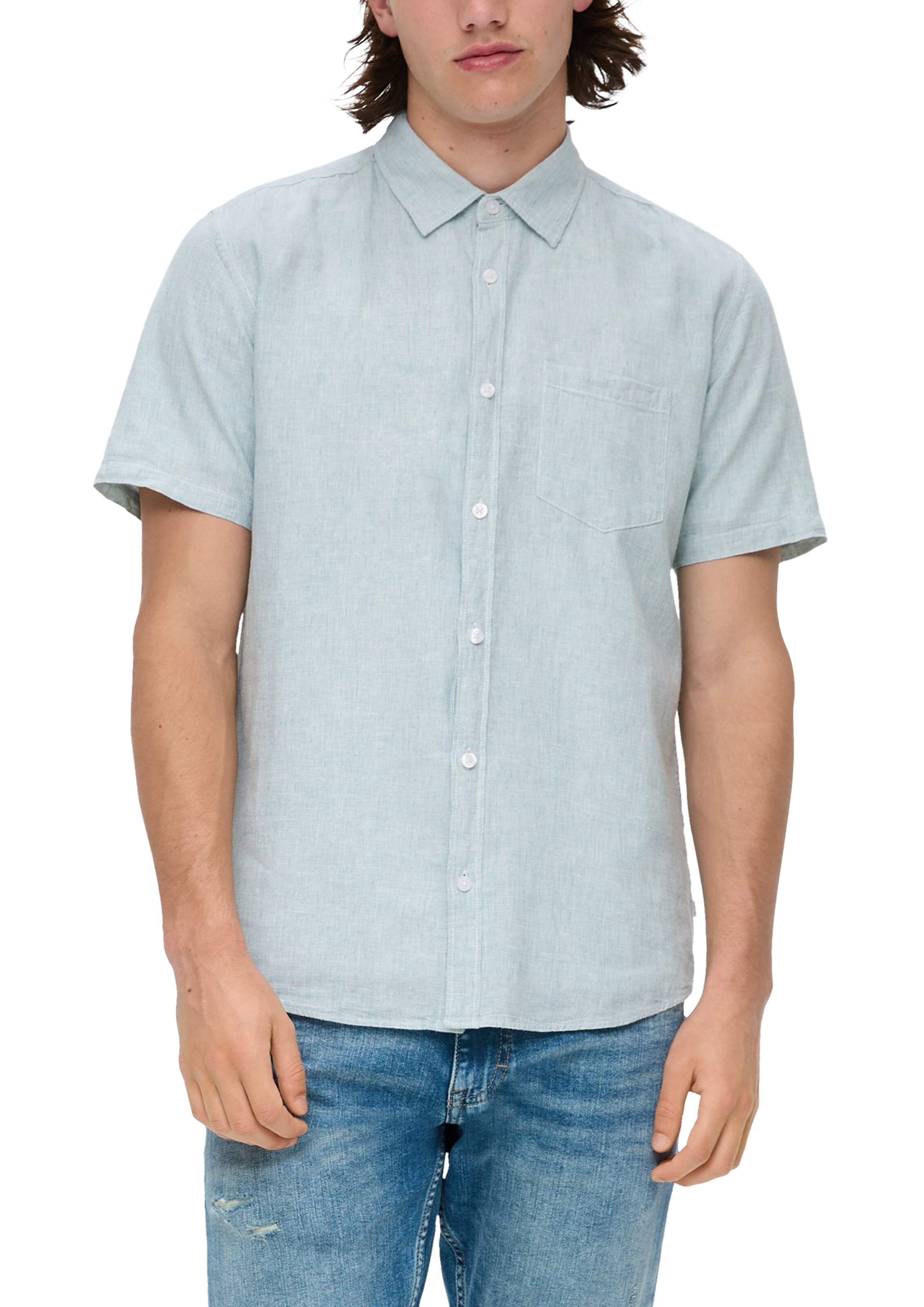 QS Slim fit Button Up Shirt in Blue