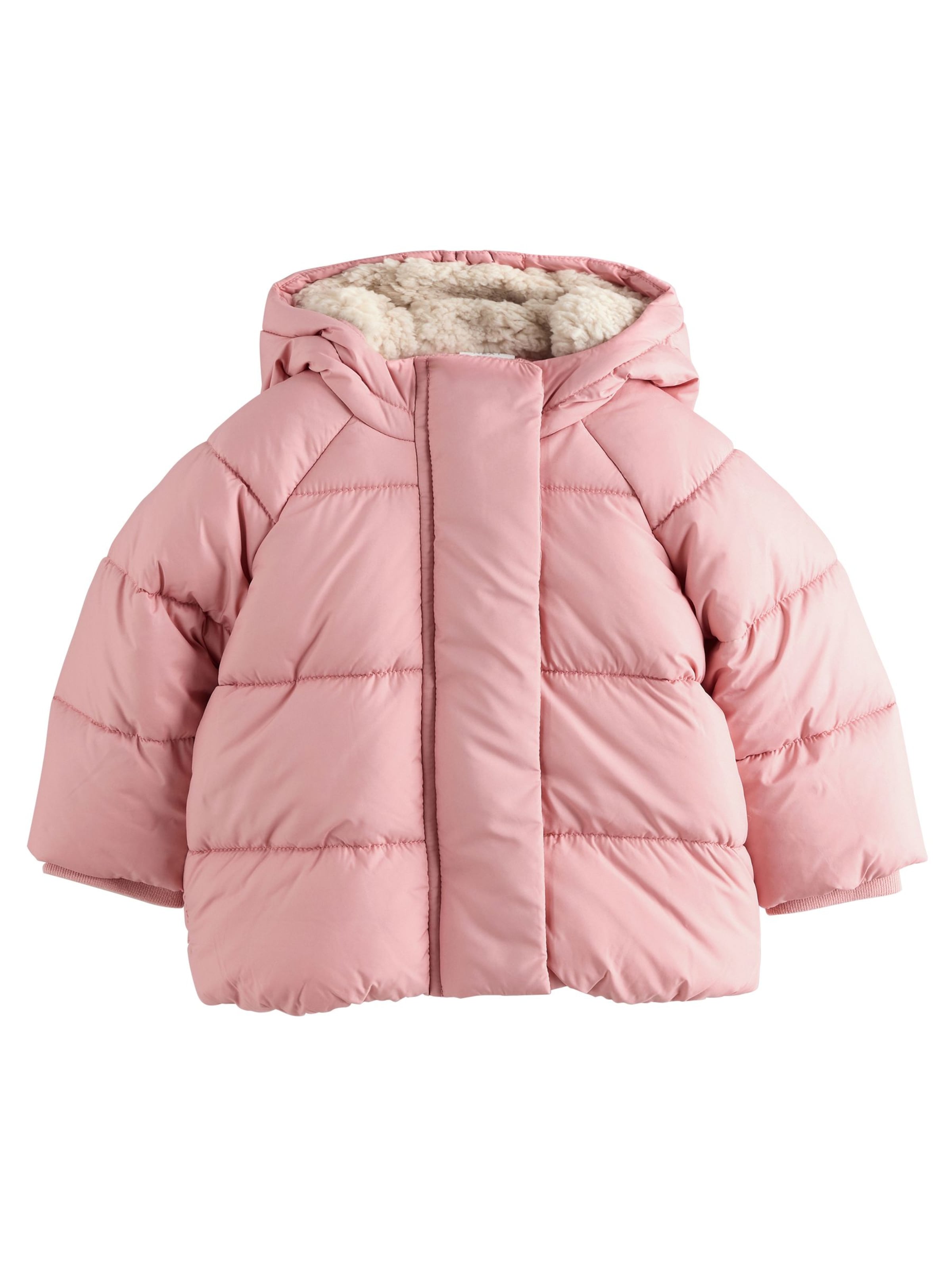 Geacă de iarnă de la Next pe roz: față
