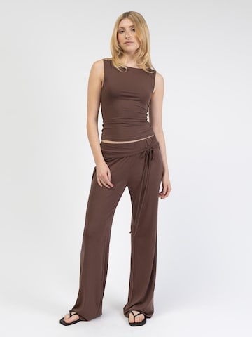 BROKE + SCHÖN Loosefit Hose 'Soft Hose mit Schleifenbund'‌‌‌‌‌‌‌‌‌‌ in Braun: Vorderseite