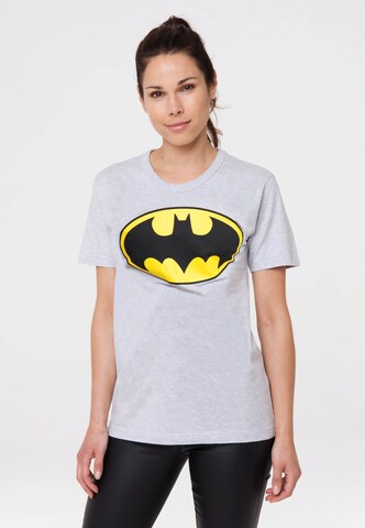 LOGOSHIRT Shirt 'Batman - Logo' in Grey: front