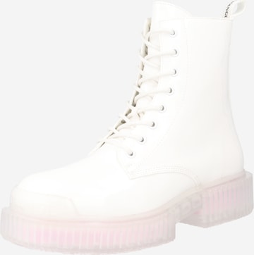 ARMANI EXCHANGE Lace-Up Ankle Boots 'Eddie' in White: front