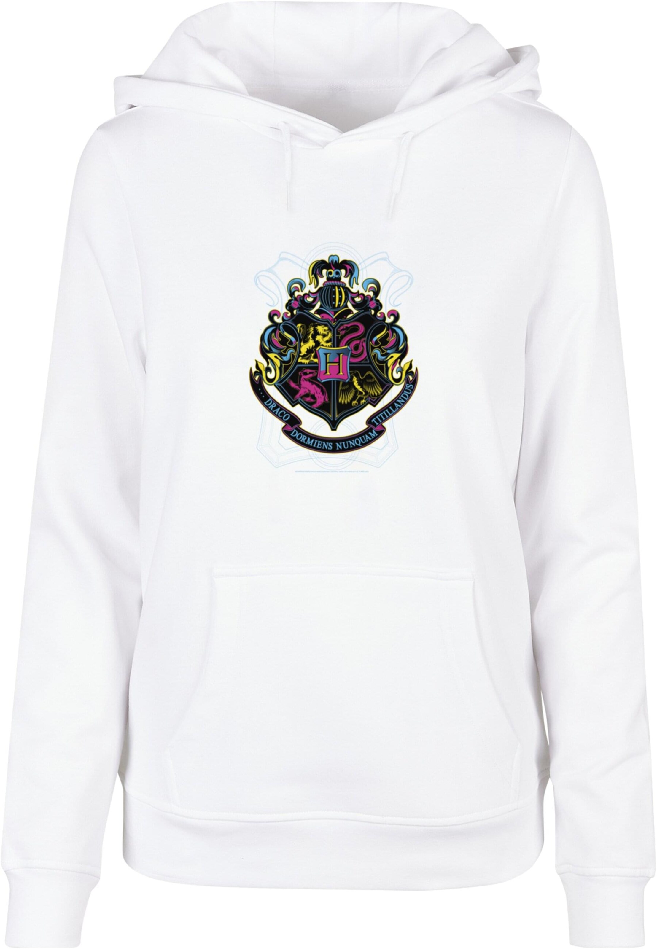 ABSOLUTE CULT Sweatshirt 'Harry Potter - Neon Hogwarts' in Wit: voorkant