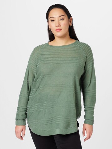 ONLY Carmakoma Sweater 'NEW AIRPLAIN' in Green: front