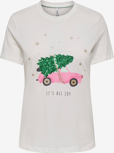 Maglietta 'ONLKITA' in XS ONLY di colore oro / verde / rosa / bianco, Visualizzazione prodotti