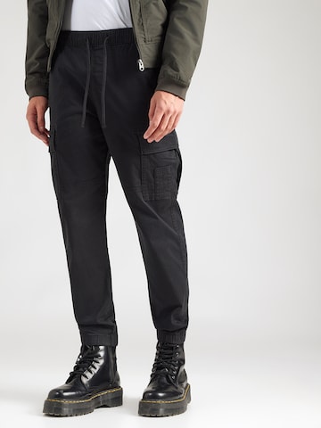HOLLISTER Tapered Cargobroek in Zwart: voorkant