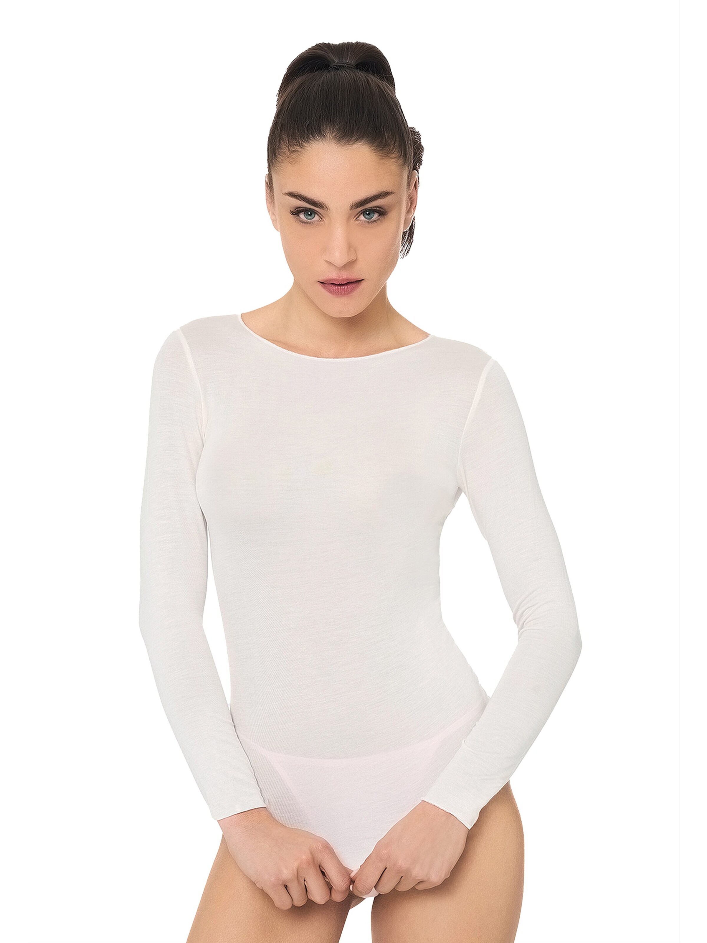 Ciocca - Camiseta térmica 'Cashmere undershirt barchetta' en blanco