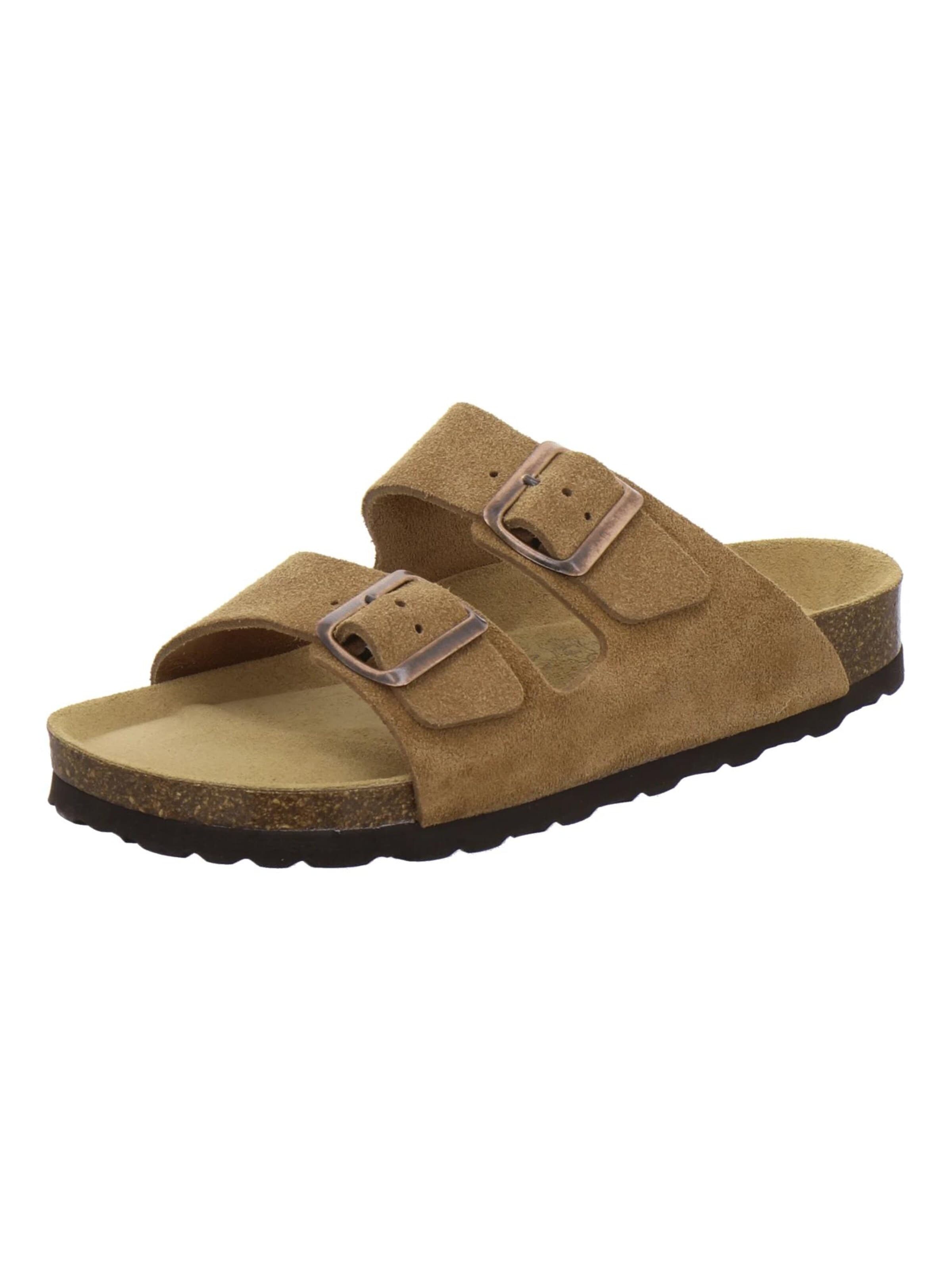 AFS-Schuhe Pantolette 'Pantoletten Damen Zweischnaller cognac Veloursleder'‌‌‌‌‌‌‌‌‌‌ in Braun: Vorderseite