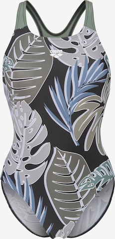 ARENABustier Jednodijelni kupaći kostim 'FOREST' - crna boja: prednji dio