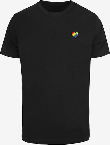 T-Shirt 'Glossy Heart Pride' Mister Tee en noir : devant