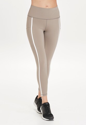 ENDURANCE Skinny Workout Pants 'Flothar' in Brown: front