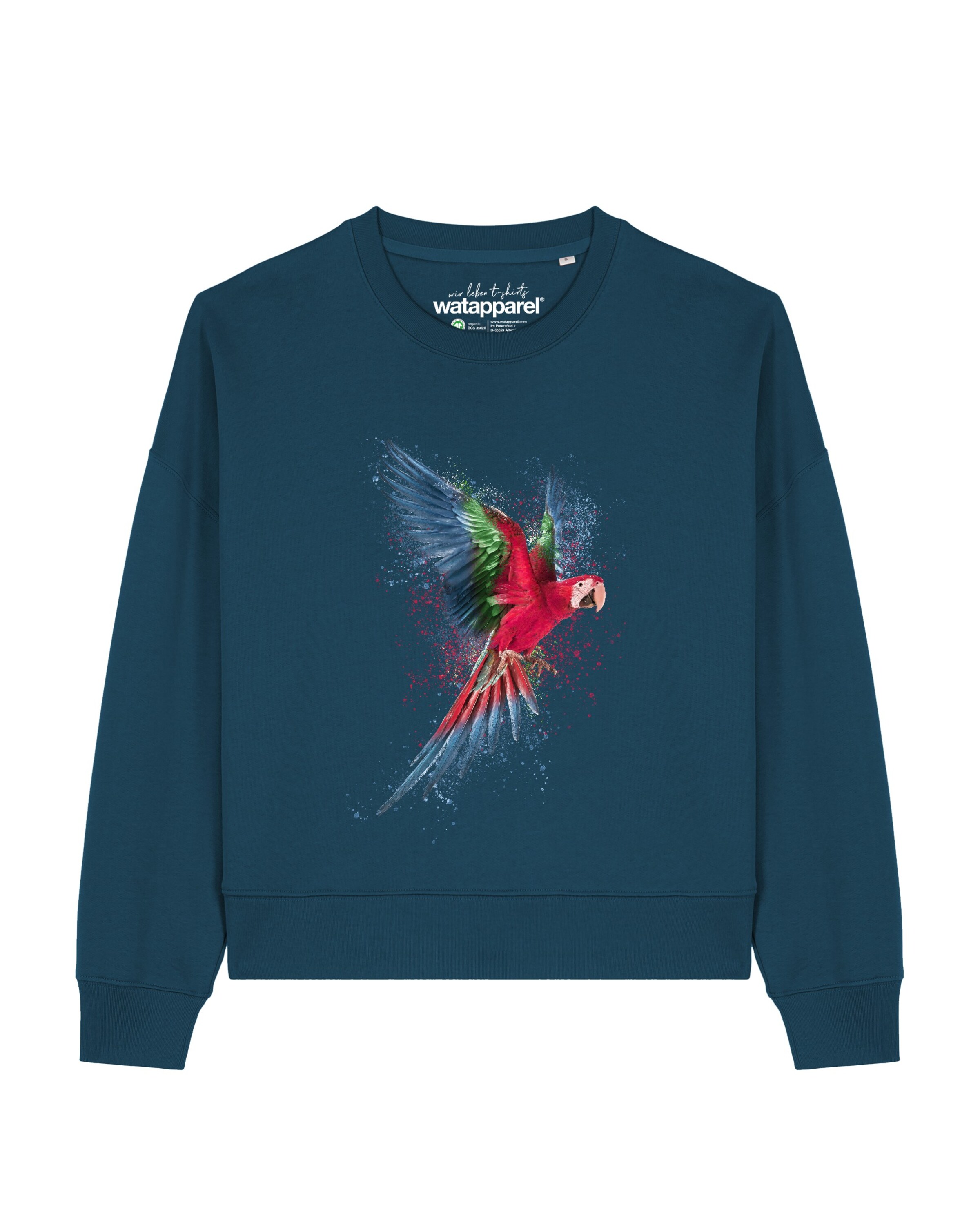 Watapparel Sweatshirt ' Papagei ' in Green: front