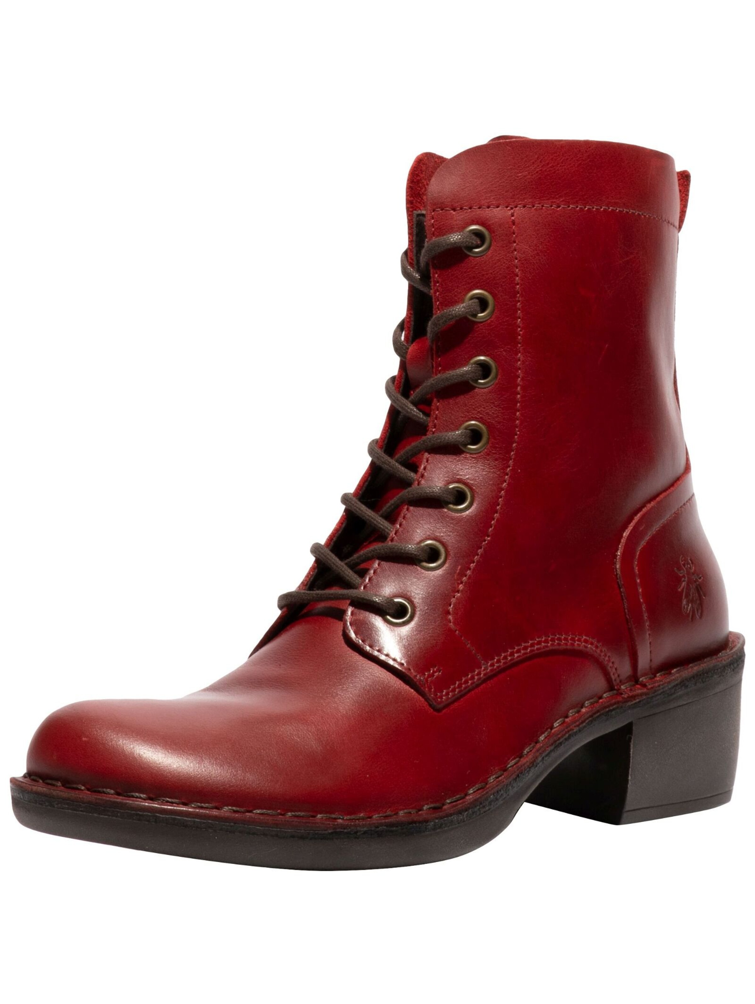 FLY LONDON Lace-up bootie in Red: front