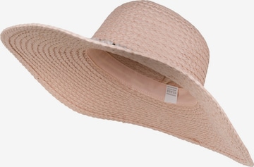 styleBREAKER Hut 'Papierstroh Sonnenhut Perlen Hutband' in Pink: Vorderseite