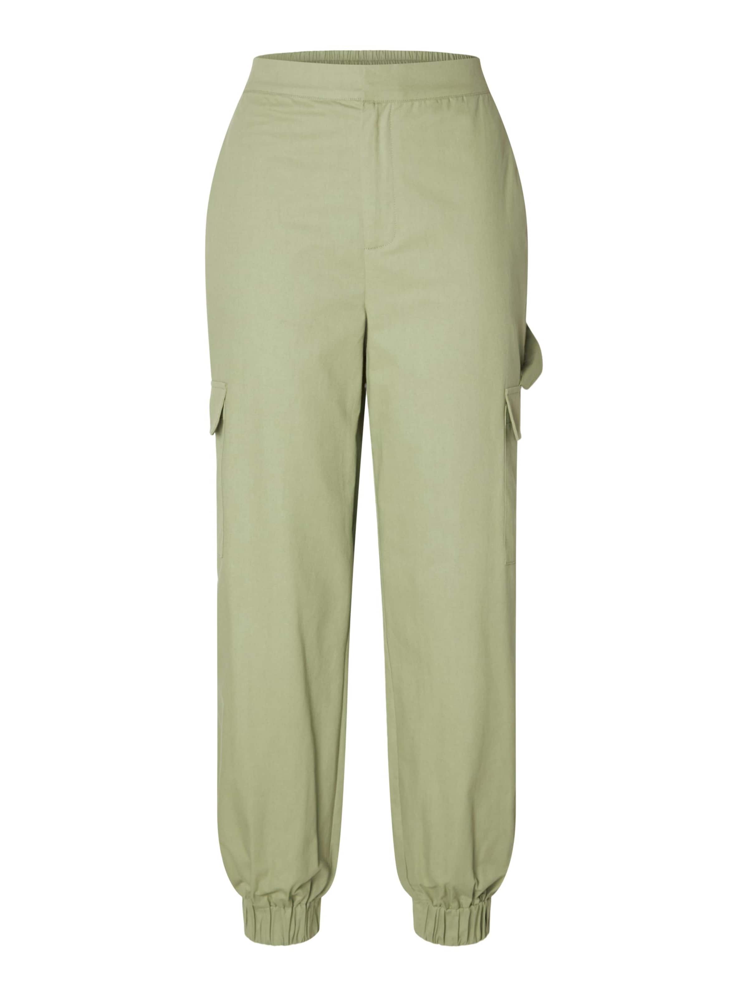 SELECTED Tapered Cargobukser 'Cille' i grøn: forside