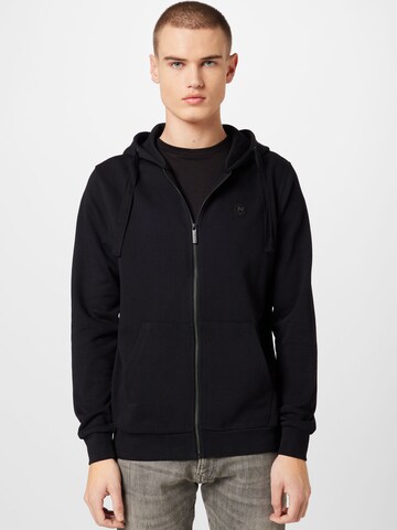 KnowledgeCotton Apparel Sweatjacke (GOTS) in Schwarz: Vorderseite