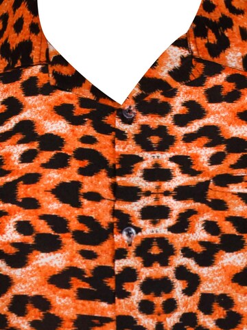 King Kameha Regular fit Button Up Shirt 'Leopard' in Orange