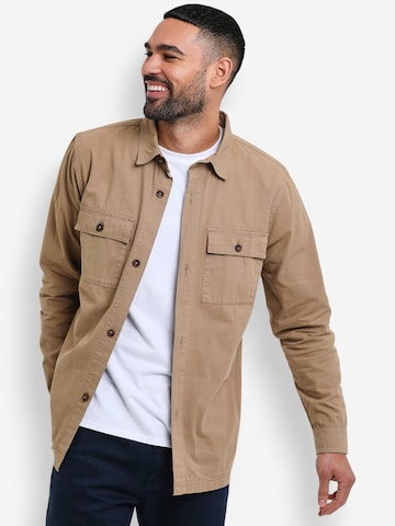 Threadbare Regular Fit Hemdjacke 'Ministry' in Braun: Vorderseite